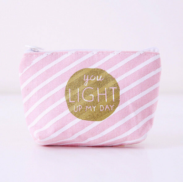 Coin purse - canvas large-capacity card case key case (gold dust diagonal stripe)