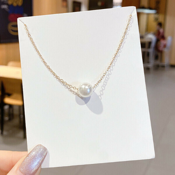 Simple necklace Clavicle chain simple pendant [1# pearl pendant - gold]