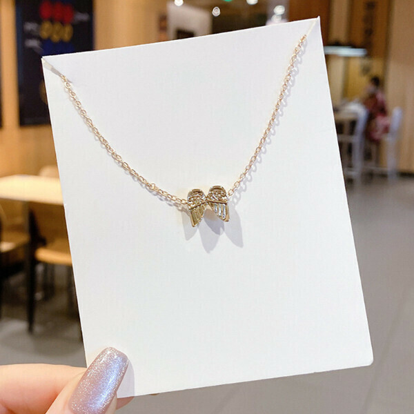 Simple necklace clavicle chain simple pendant [6# wing pendant - gold]