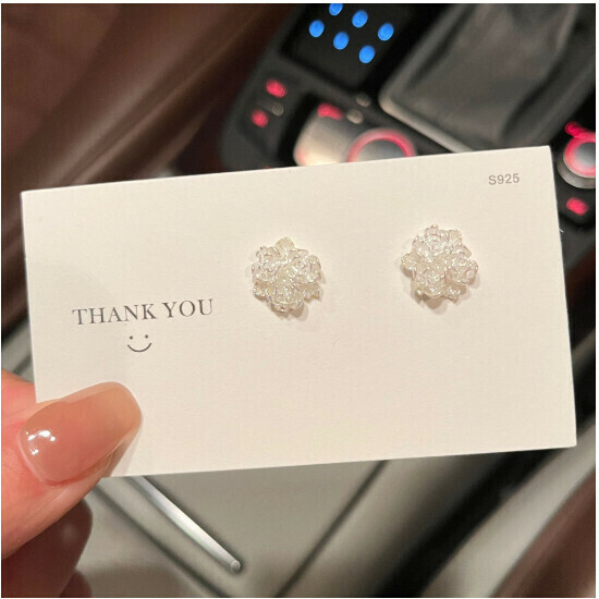 Women's Flower Earrings Jewelry (Q1-Silver Pin White)