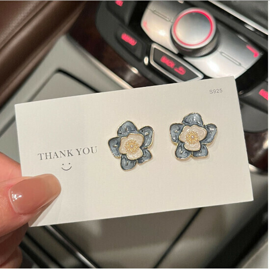 Women's Flower Pearl Earrings Jewelry(Q30-Flower Stud Earrings Blue)