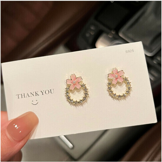 Women's Flower Earrings (Q70-Silver Pink)