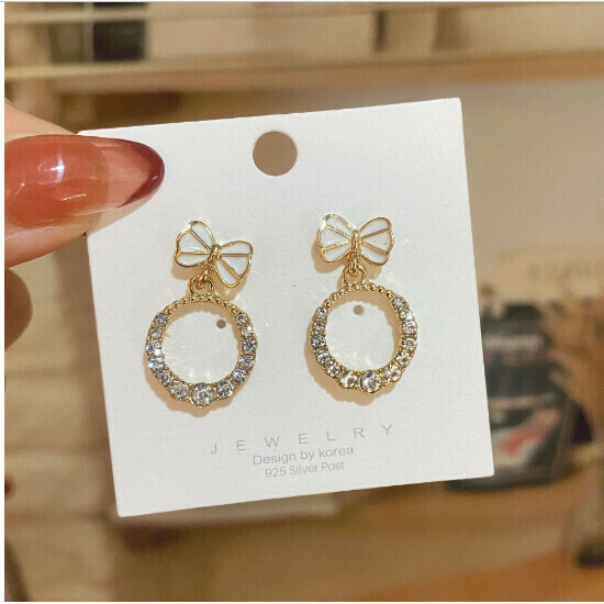 Women's Fashion Earrings Simple Earrings (E2100-White Silver Pin)
