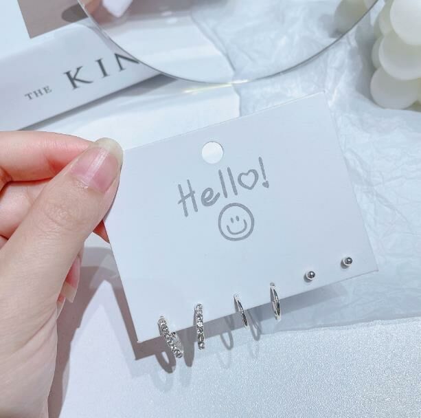 Korean version of silver needle s925 earrings stud earrings combination 