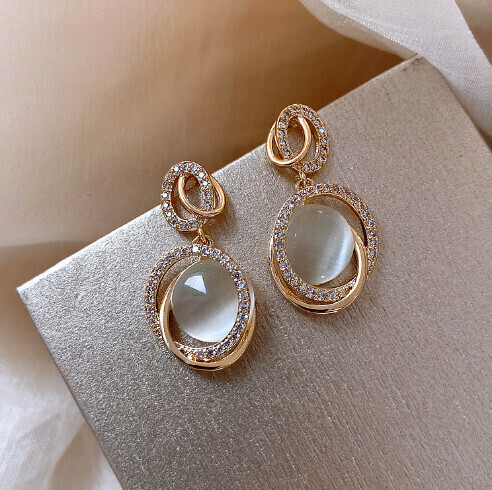 925 Silver Needle Opal Earrings [25# Silver Needle Oval]