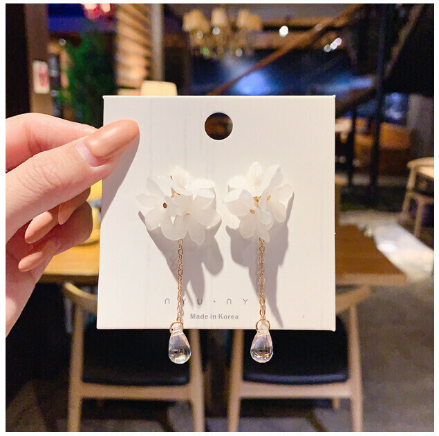 Fashion Pop Earrings (67# White Flower Water Drops)