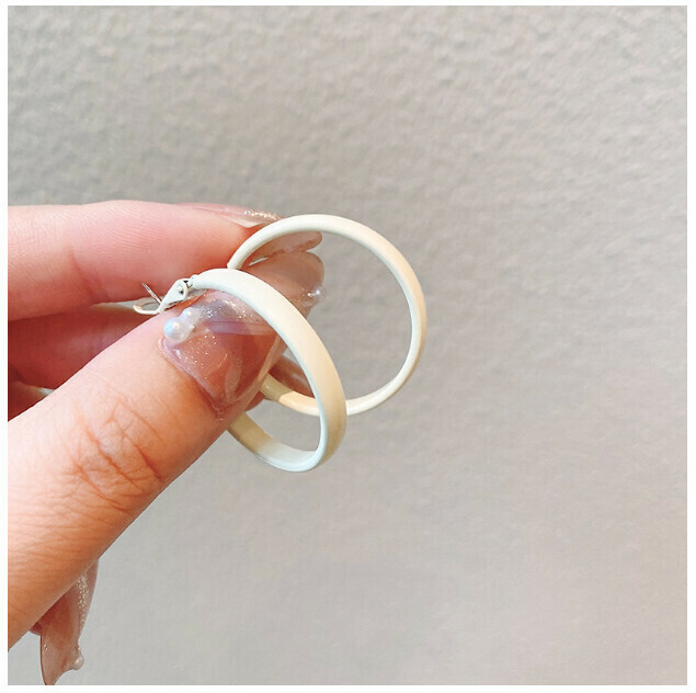 Fashion Pop Earrings (38# Earrings White 3cm-Silver Needle)