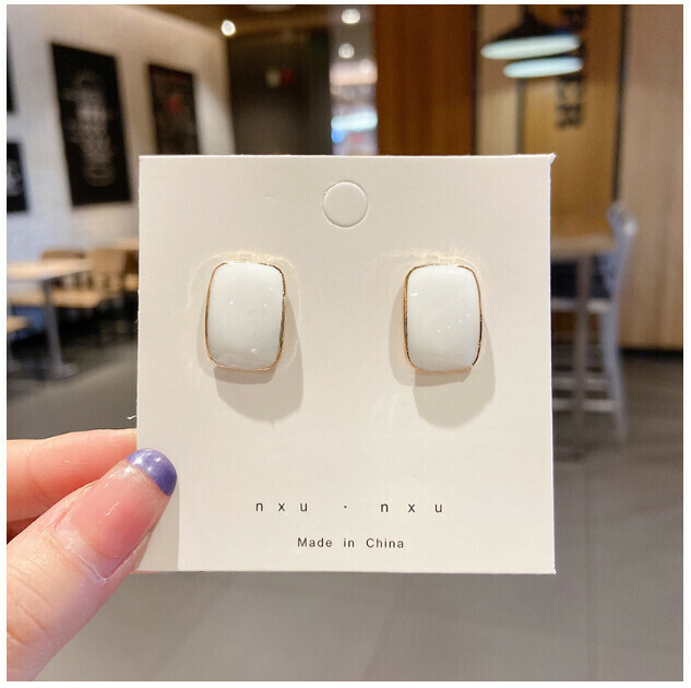 Fashion Pop Earrings (66# White Square)