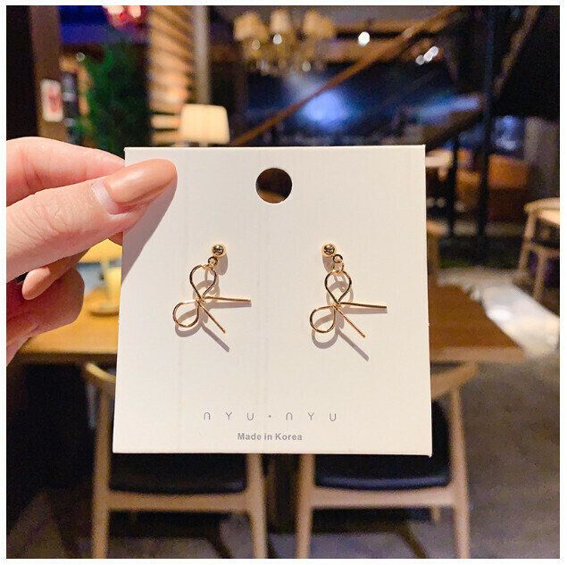 Fashion Pop Earrings (35# Gold Simple Bow Stud Earrings)