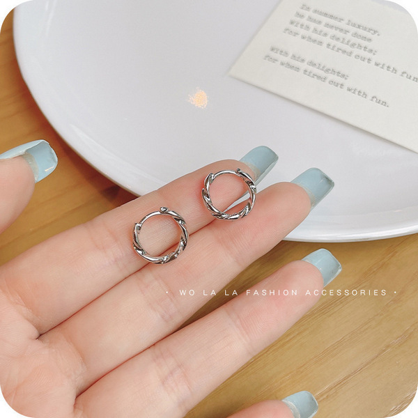 Fashion Pop Earrings [100# Silver Small Earrings]