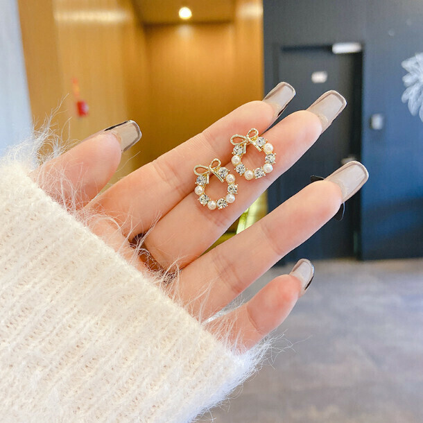 熱推925銀針時尚耳環（142#小巧蝴蝶結O行耳飾-銀針）