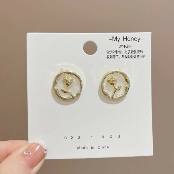 French Fashion Earrings Stud Earrings Earrings (44# Round Roses)