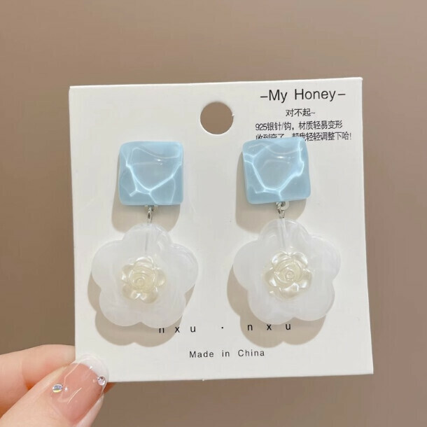 熱賣法式時尚耳環耳釘耳墜耳飾（46#菱形花朵）