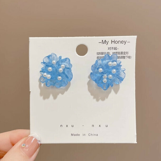 熱賣法式時尚耳環耳釘耳墜耳飾（43#珍珠花朵）