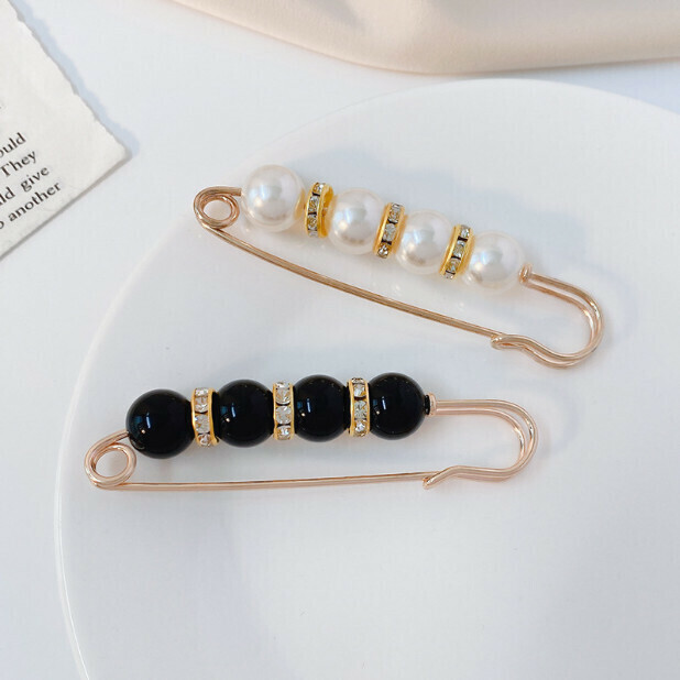 Tighten the waist, adjust the waist, fix the clothes, pin, brooch (6# pearl 2-piece set)