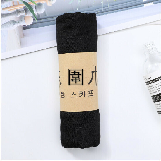Cotton and linen scarf shawl monochrome scarf (No. 1 black)