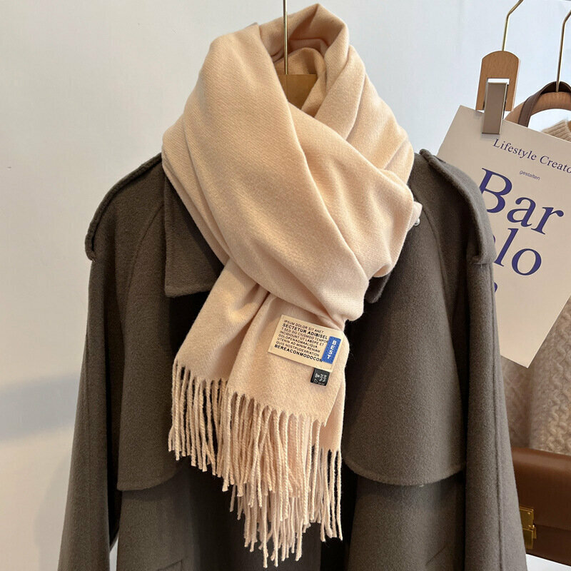 Tassel shawl dual-purpose lengthened and thickened scarf (beige)