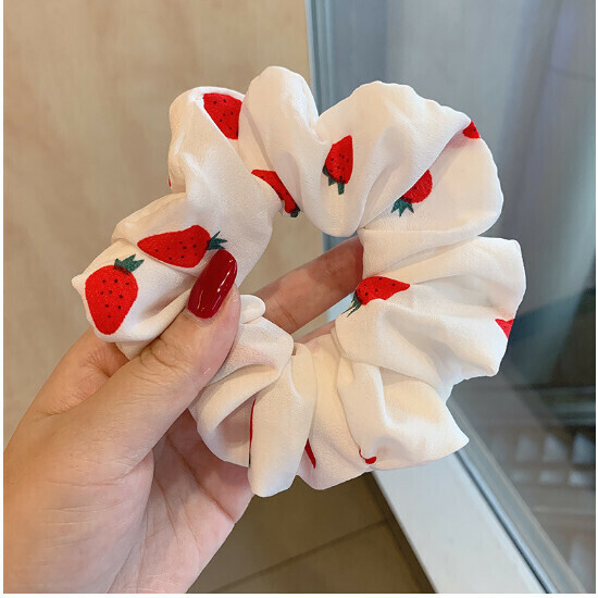 Girl's hair tie band, hair ring, fabric hair rope, fat intestine head rope hair ornament (white)