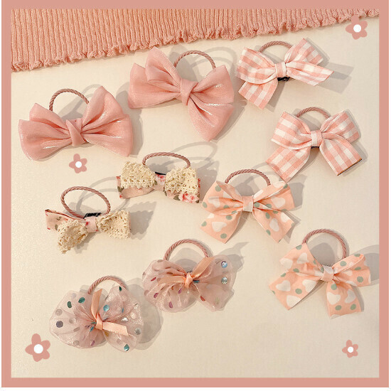 Children's hair tie hair tie does not hurt the hair rope rubber band (8# tender powder 10-piece set)