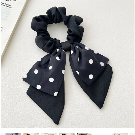 Ribbon ribbon hair rope head rope tie hair band (2# black polka dots)