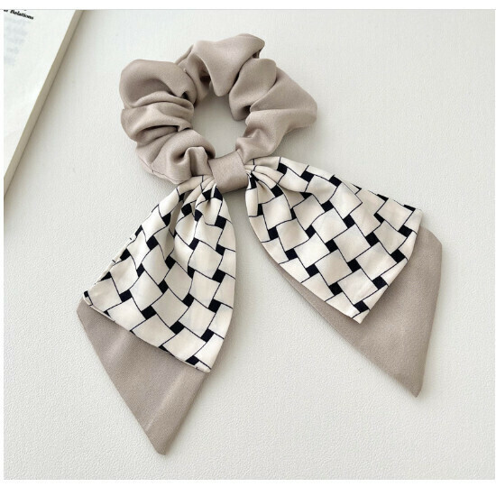 Ribbon streamer hair rope head rope tie hair band (3# coffee check)