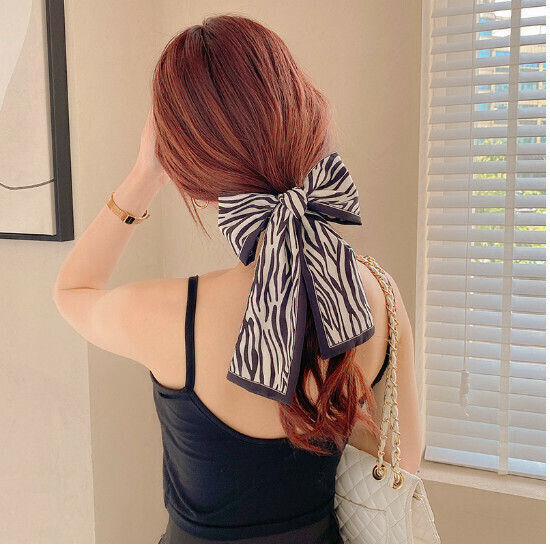 Ponytail hair tie headpiece [21# black and white zebra print]