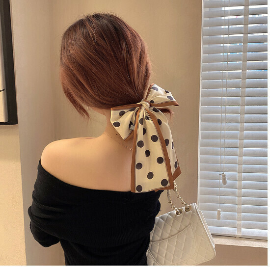 Ponytail hair tie headpiece [51# brown beige big black dots]