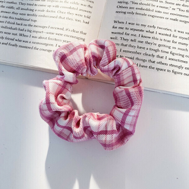 Korean version of JK hair rope hair circle simple hair accessory (32# sweetheart pink grid)
