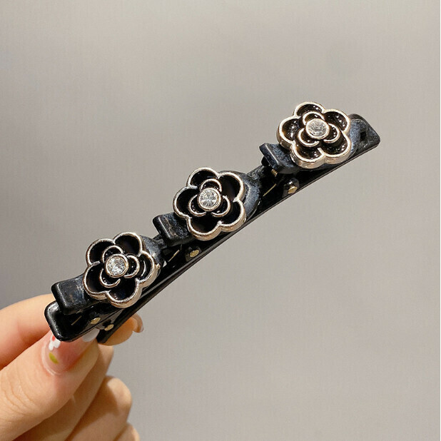激抵編髮髮夾 劉海側邊髮卡 頭飾 髮飾（顏色：8#黑玫瑰）