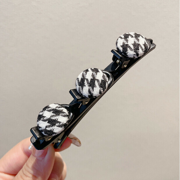 激抵編髮髮夾 劉海側邊髮卡 頭飾 髮飾（顏色：12#棋盤格）