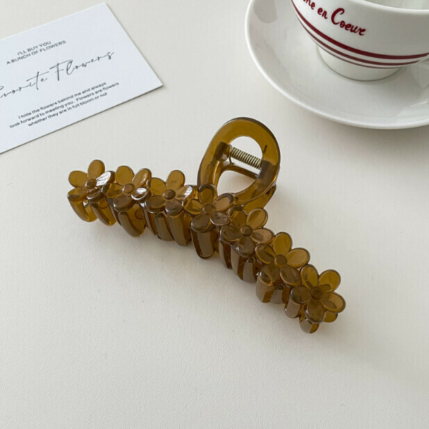 Large Gripper Shark Clip Hair Accessory (Color: 7# Jelly Coffee - About 13cm)