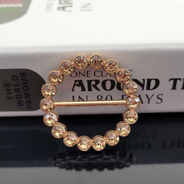 (GOLD SET WITH BROWN DIAMONDS * INNER DIAMETER 30MM) KOREAN SILK SCARF BUCKLE METAL WAIST BUCKLE KNOTTED BUCKLE