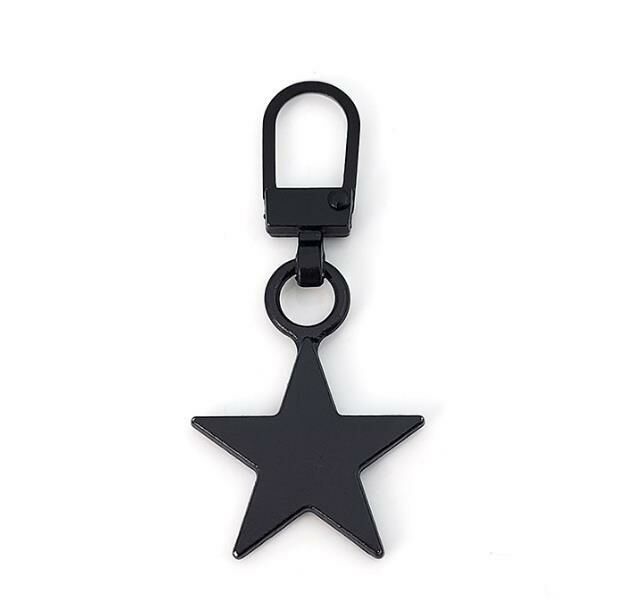 (Pentagram *Painted black) metal zipper pull, zipper slider 