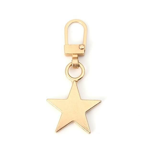 (Pentagram * light gold) metal zipper pull, zipper slider 