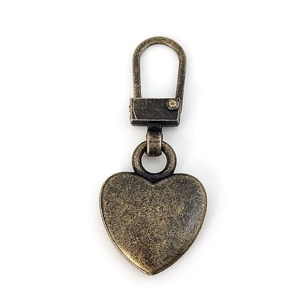 (Heart-shaped *bronze) metal zipper pull, zipper slider 