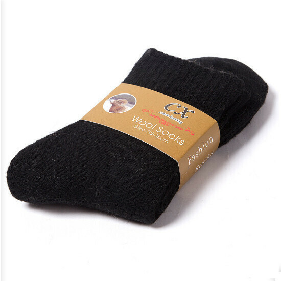 Men's Winter Thickened Wool Solid Color Socks (Black)
