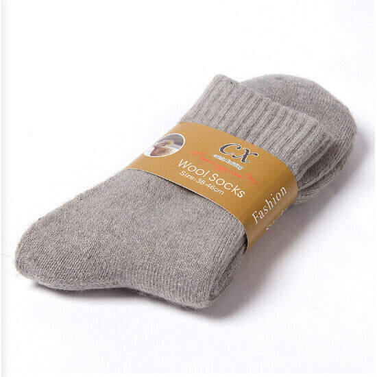 Men's Winter Thickened Wool Solid Color Socks (Grey)