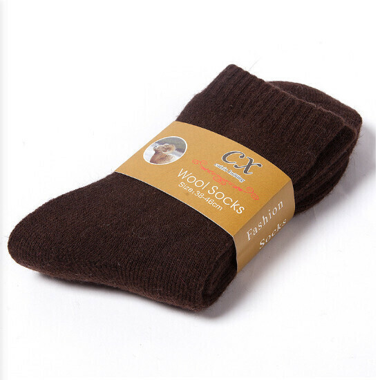 Men's Winter Thickened Wool Solid Color Socks (Brown)