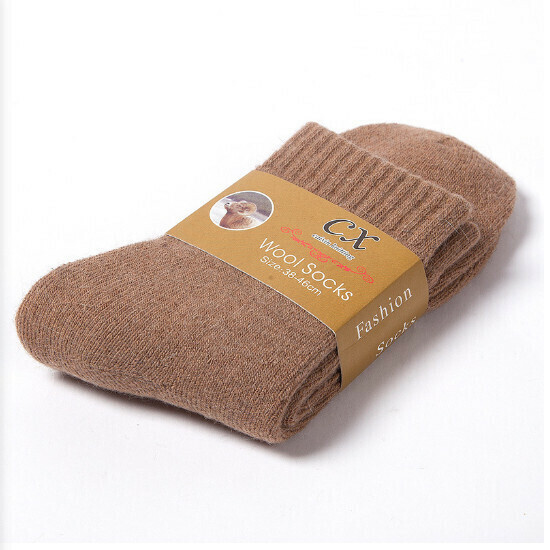Men's Winter Thickened Wool Solid Color Socks (Khaki)