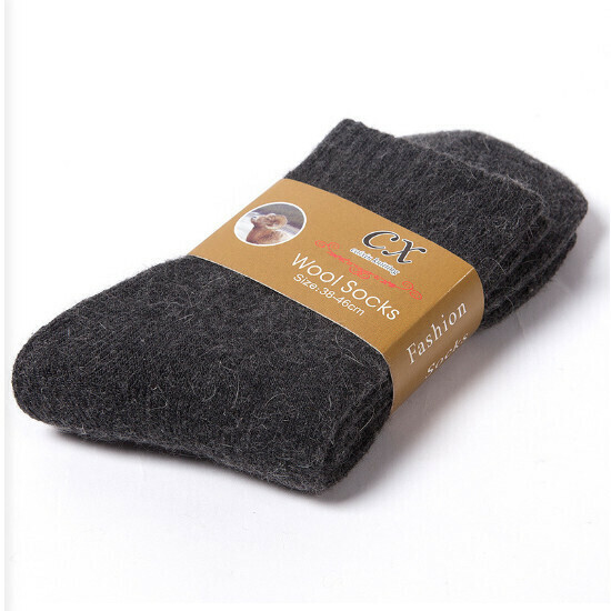 Men's Winter Thickened Wool Solid Color Socks (Dark Grey)