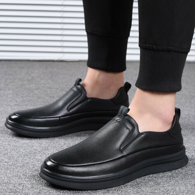 Durable Casual Leather Shoes (Black) (Size 42)