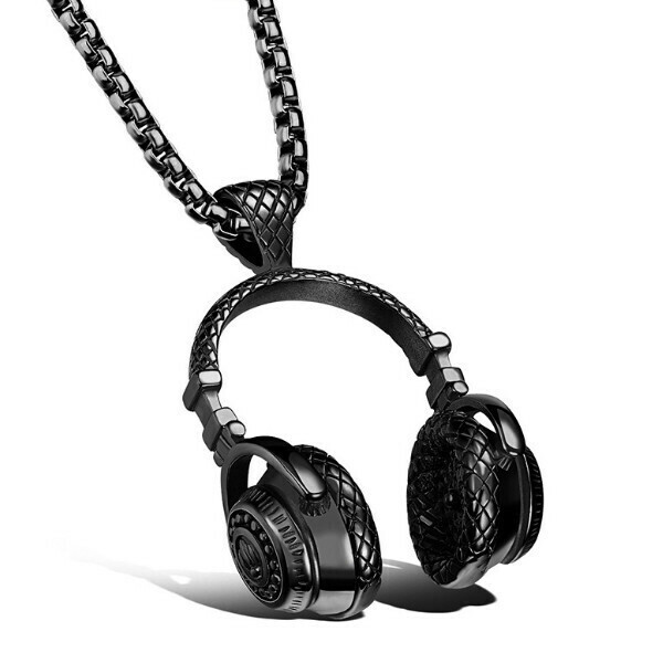 Titanium steel hip hop jewelry necklace (black + electroplating chain, size: 60cm)