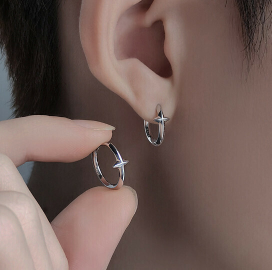 (Pair) Starlight Stud Earrings [12mm Silver]