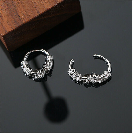 Earrings Men's Stud Earrings Earrings (Silver【Hanging Earrings】Large)