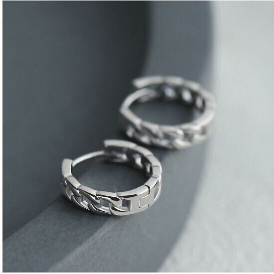 Men's Hoop Earrings (White Large (Pair))