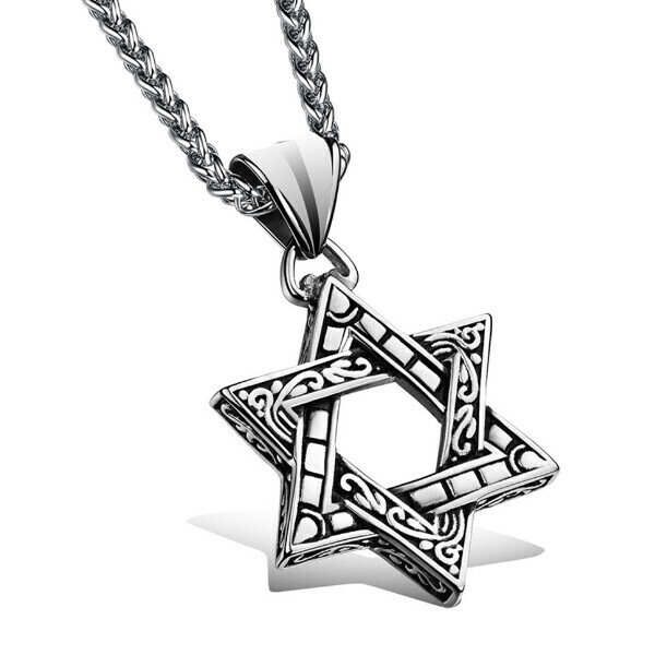 Titanium steel hexagram pendant necklace (titanium steel pendant + 2.5-60 keel chain)