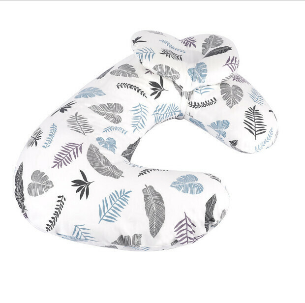 Nursing pillow baby learning pillow anti-spitting milk pillow (nursing pillow gray leaf)