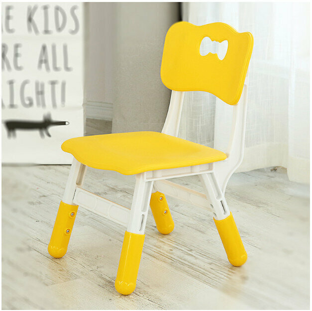 Thickened lifting children's chair back stool (yellow + foot cover) 