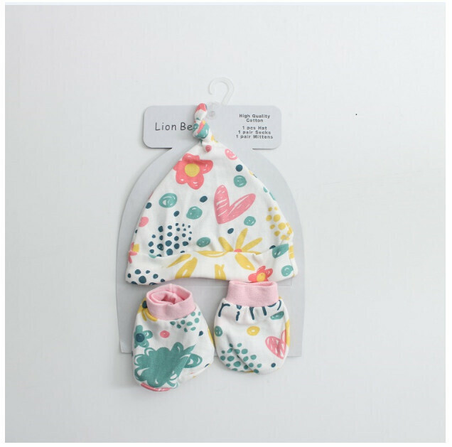 Baby Anti-Hand Cover Hat Set (Botanical Color Suitable Age Group: 0~1 years old, 80cm and below)