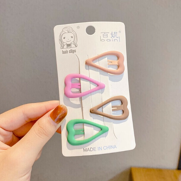 Children's Hair Clip Headwear Hair Accessory (6# Green Love Matte 4-piece Set)